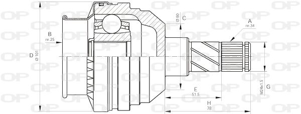 OPEN PARTS Šarnīru komplekts, Piedziņas vārpsta CVJ5405.20